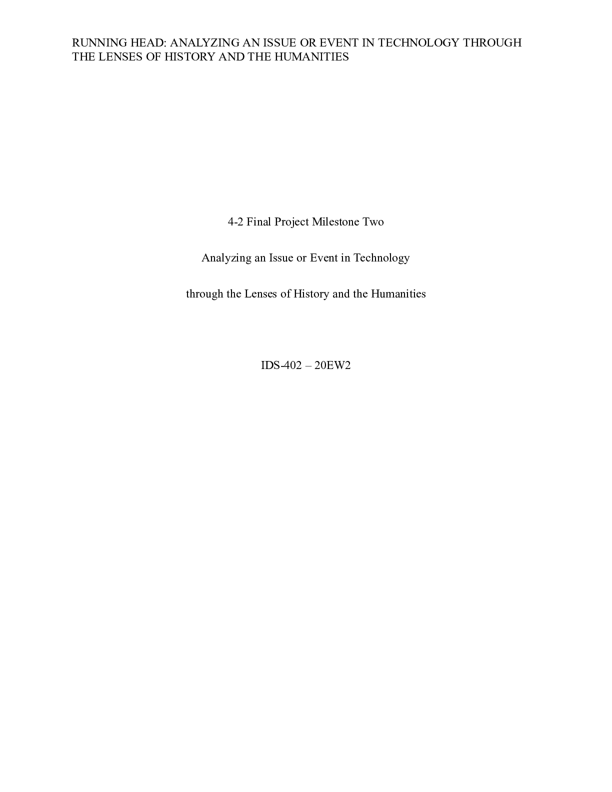Preview image for 4 2 milestone.docx    4-2 Final Project Milestone Two  Analyzing an Issue or Event in Tech